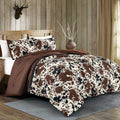 Cow Print Bedding King Size Western Theme Cowboy Comforter Set Milk Cow Print Brown Black Cream Color Ranch Farmhouse Rustic Lod