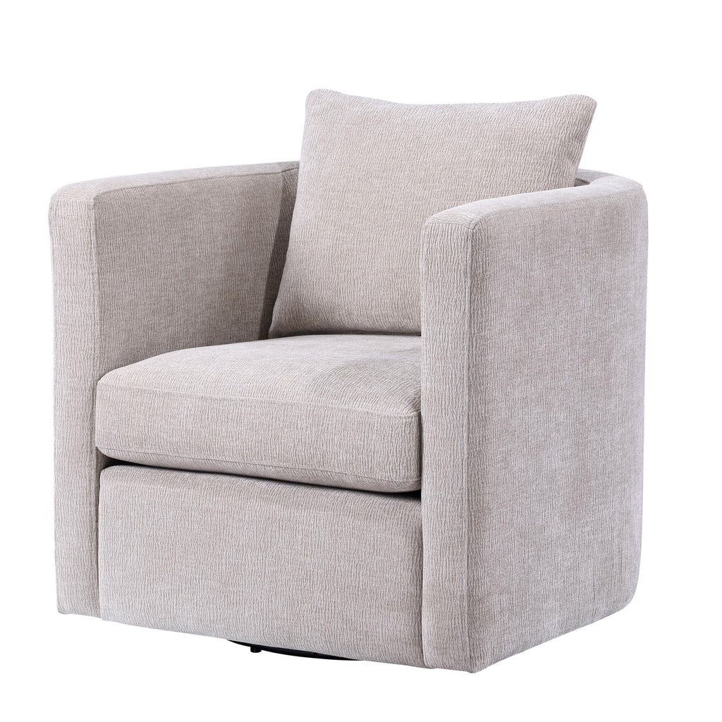 Comfort Pointe Sheldon Beige Linen Fabric Swivel Barrel Chair