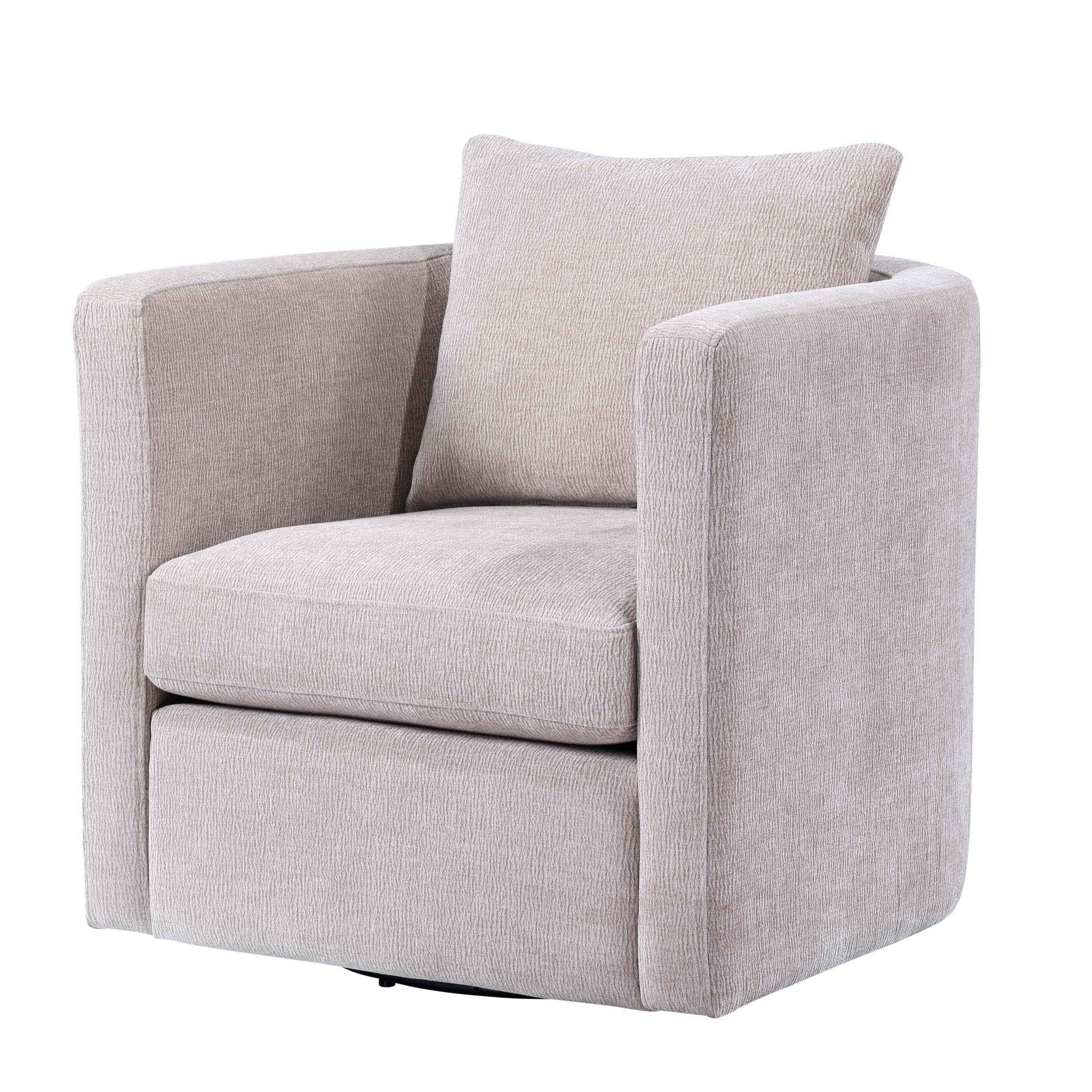 Comfort Pointe Sheldon Beige Linen Fabric Swivel Barrel Chair