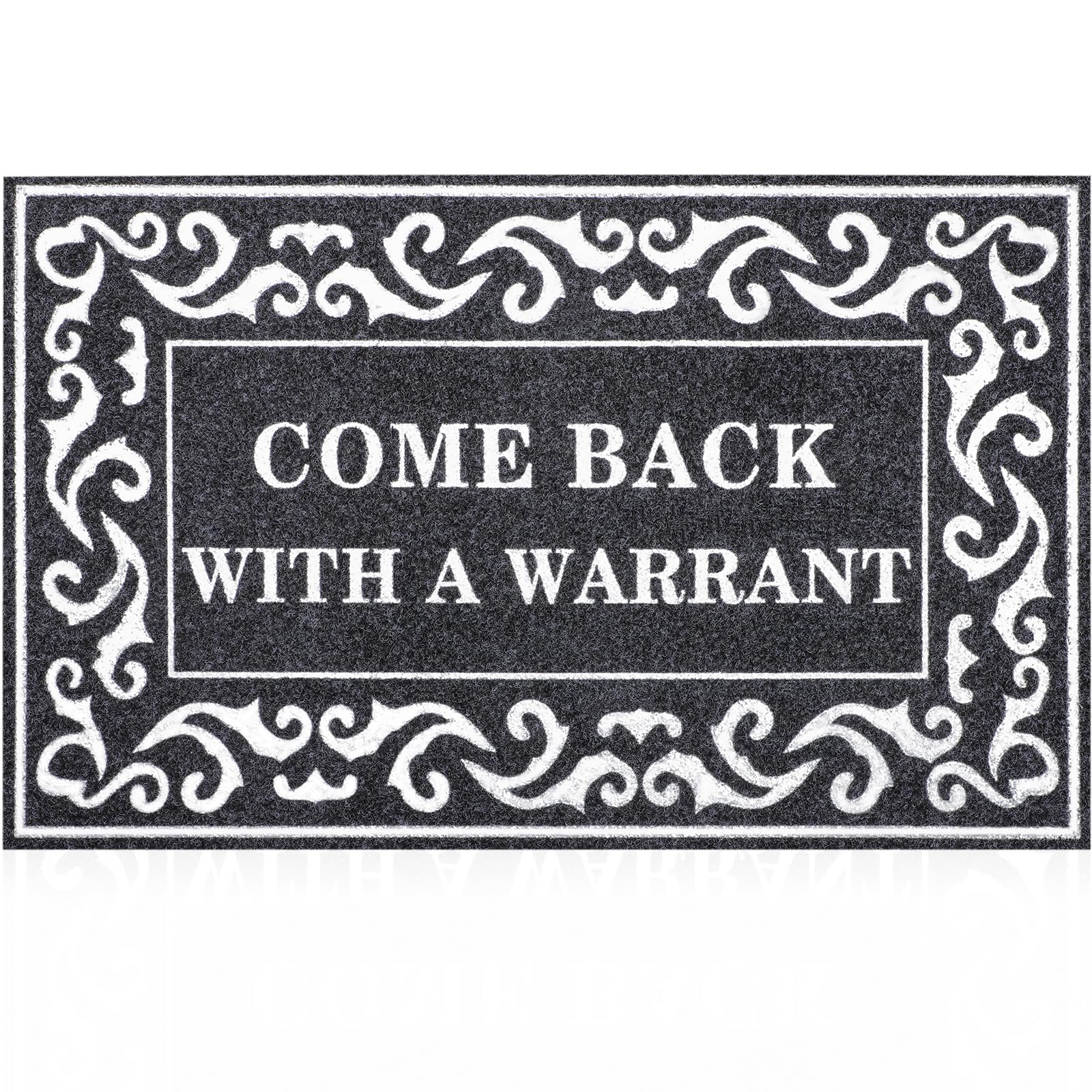 Door Mat Indoor Outdoor Mats For Front Door Funny Grey Welcome Mats Durable Come Back With A Warrant Doormat Non Slip Rubber Bac