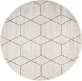 Unique Loom Trellis Frieze Collection Area Rug - Geometric (6 Round, Ivory/ Gray)