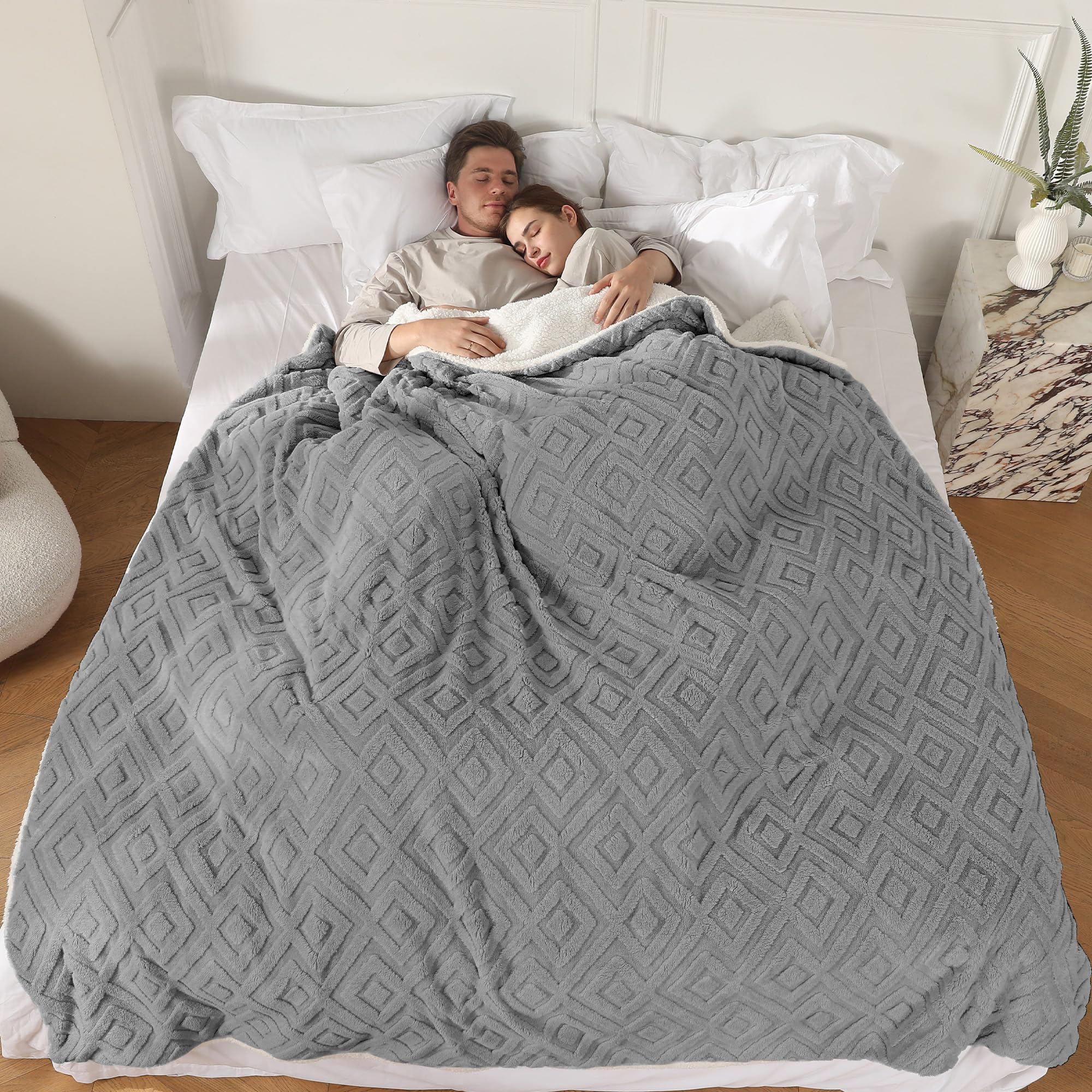 Chioky Heated Blanket Queen Size, Queen Size Electric Blanket Dual Control With 5 Heating Levels & 10 Hours Auto Off, Fast Heati