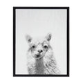 Kate and Laurel Sylvie Alpaca Black and White Portrait Framed Canvas Wall Art by Simon Te Tai, 18x24 Black