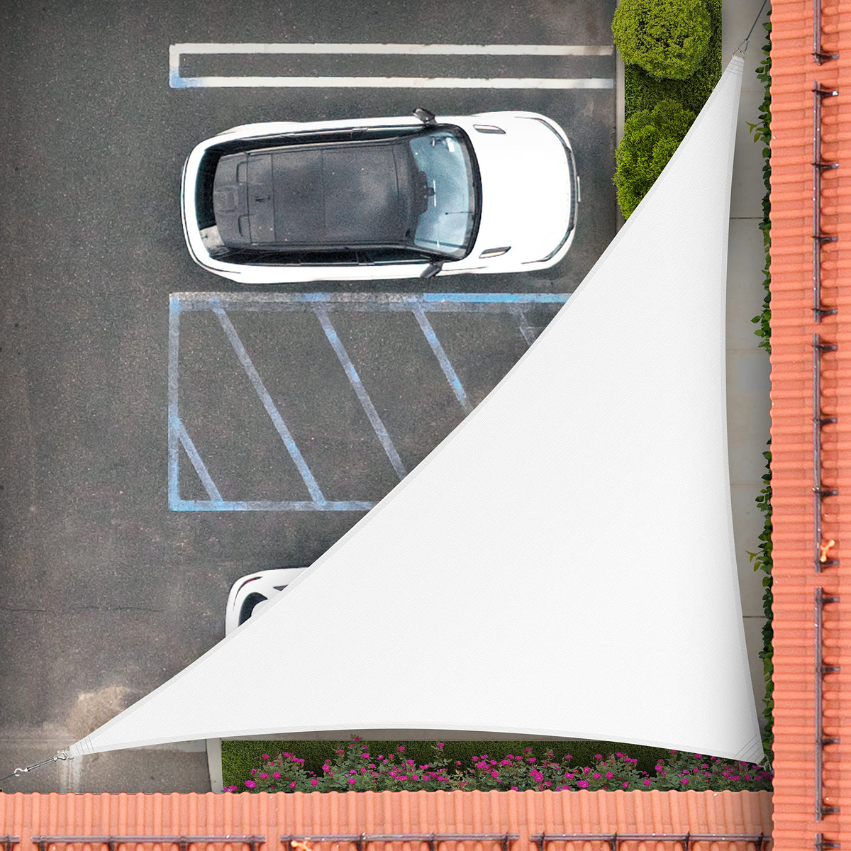Royal Shade 15' X 20' X 25' White Right Triangle Sun Shade Sail Order To Make Rstaprt10, Upf50+ 95% Uv Blockage, 200Gsm Commerci