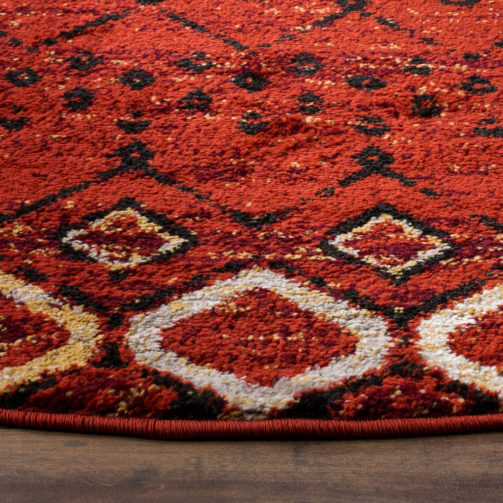 Safavieh Amsterdam Collection 8' Round Terracotta/Multi Ams108D Moroccan Boho Non-Shedding Living Room Dining Bedroom Foyer Area