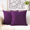 Home Brilliant Purple Pillow Covers 18X18 Decorative Pillows For Living Room 2 Pack Burlap Linen Cushion Cover For Couch Bench O