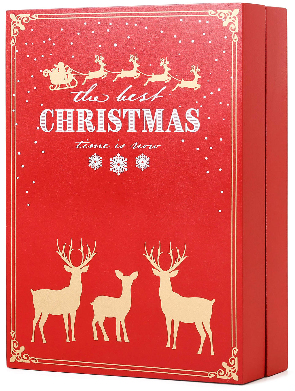 Brubaker Reusable Wooden Advent Calendar To Fill - Red Christmas Book With 24 Doors - Diy Christmas Calendar 8.27 X 3.54 X 11.81