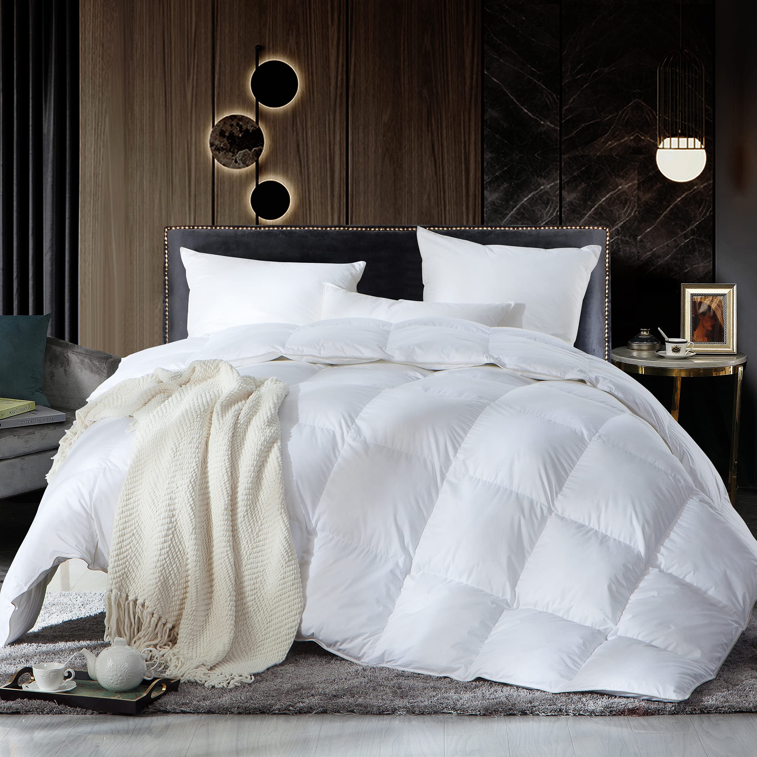 Luxurious Oversized California King (Cal King) Size Down Feather Fiber Comforter Duvet Insert 108 X 98 Inches, 100% Egyptian Cot
