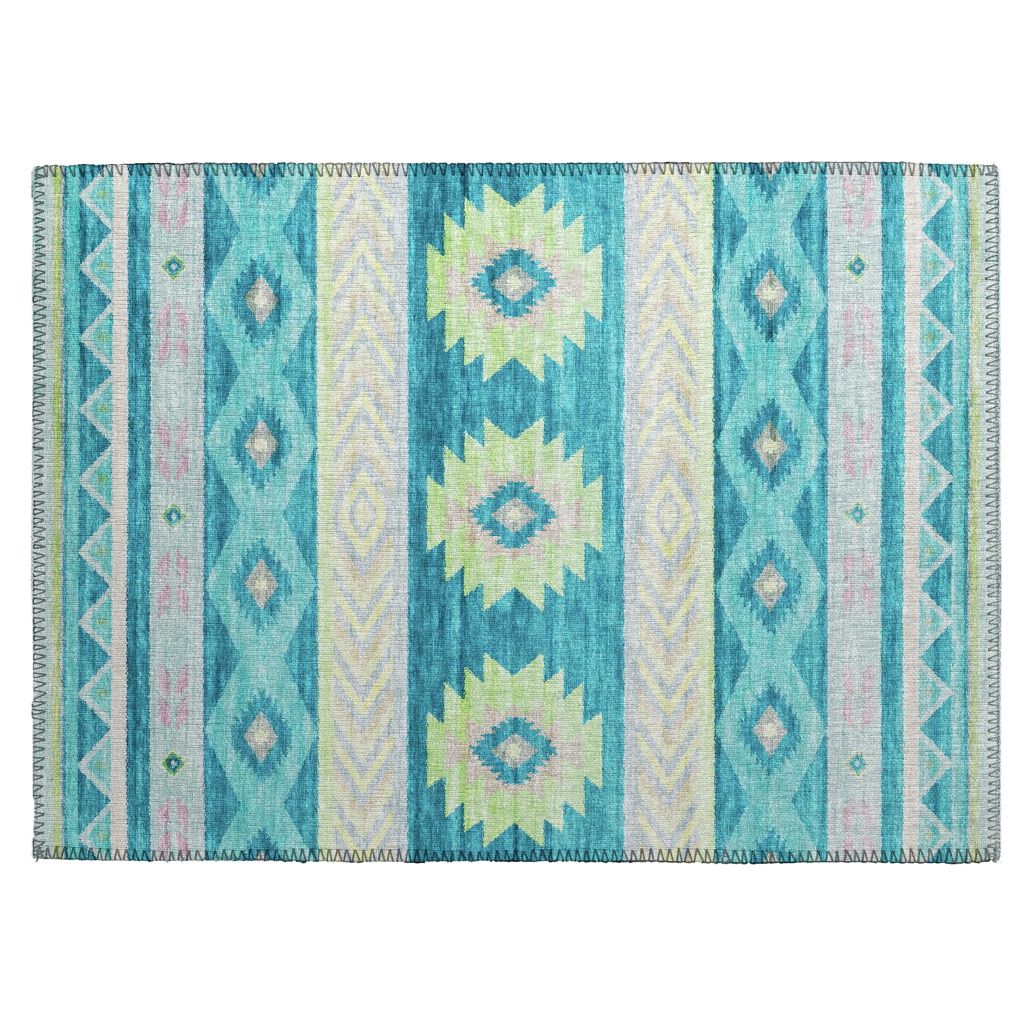 Dalyn Rugs Phoenix Ph3 Teal Washable 2'6" X 3'10" Indoor Outdoor Area Rug, Easy Clean, Machine Washable, Non Shedding, Bedroom, Living Room, Dining Room, Kitchen, Patio Rug