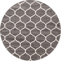 Unique Loom Trellis Frieze Collection Area Rug - Rounded (8' Round, Dark Gray/ Ivory)