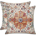 Gujiahone Outdoor Waterproof Pillow Covers 18X18 Inch Set Of 2 Bohemian Vintage Carpet Pattern Pillow Covers Blue Burnt Orange E