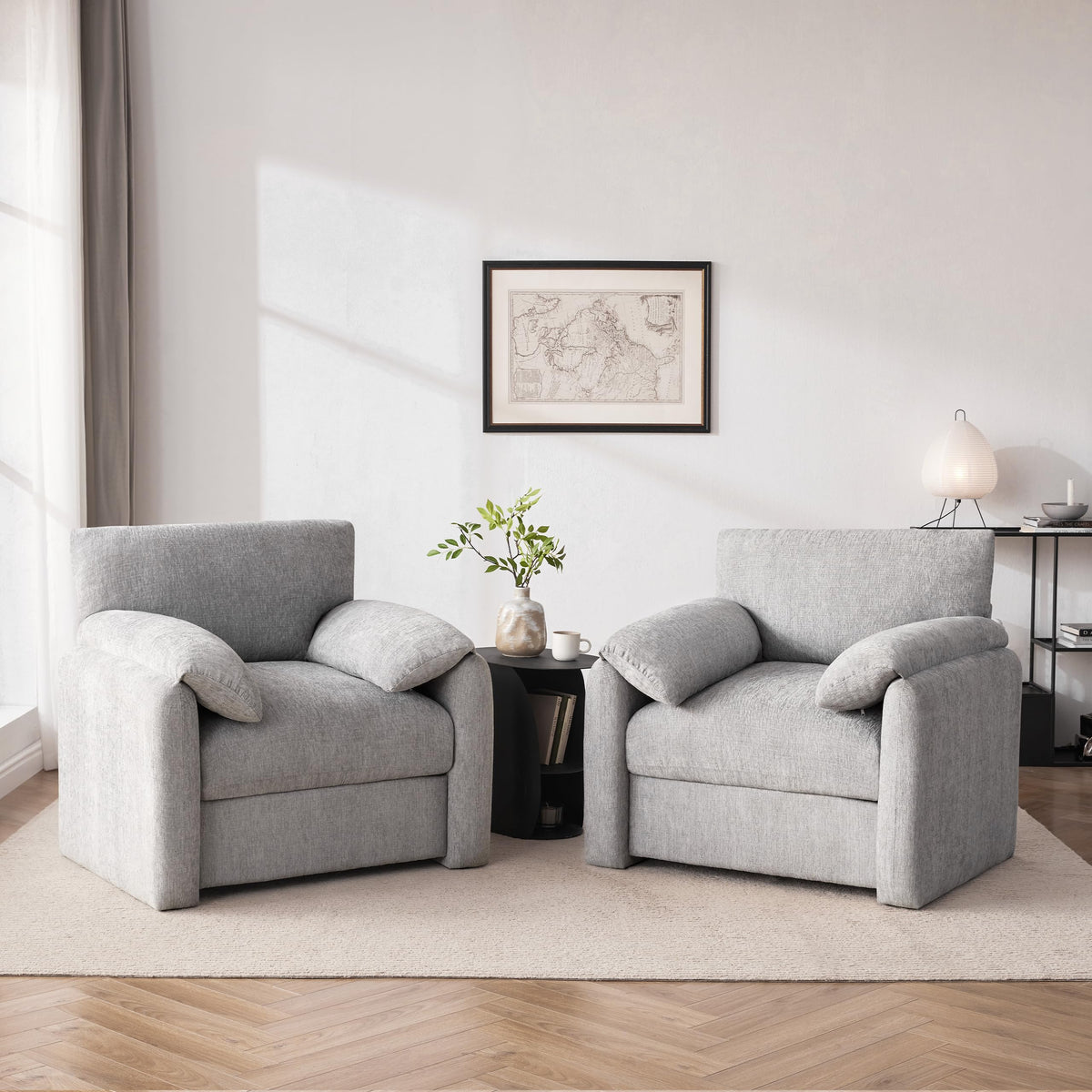 Howjoe Chenille Oversized Armchair, 38.6' Wide Accent Chairs For Living Room & Bedroom Modern Lounge Chair, Upholstered Mid-Cen