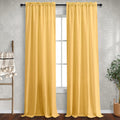 Mustard Yellow Curtains 54 Inch Length For Bedroom Kids 2 Panels Set Rod Pocket Bright Warm Autumn Decor Light Filtering Semi Sheer Linen Golden Yellow Gold Curtain For Living Room Bathroom 52X54 Long
