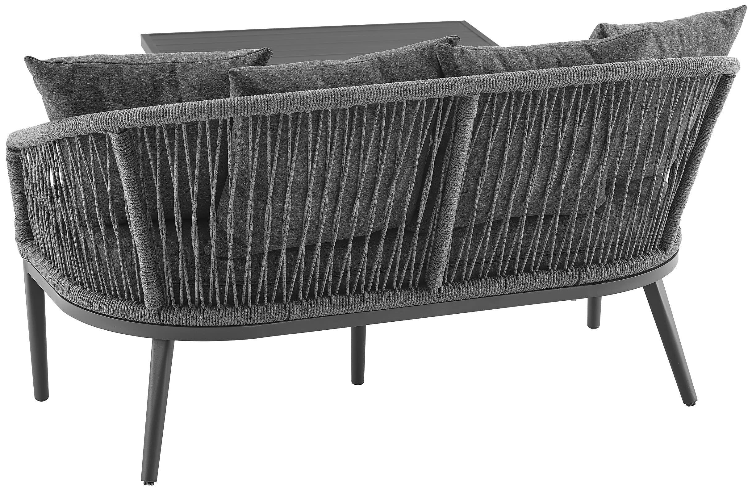 Crosley Furniture Dover 2-Piece Outdoor Coffee Table and Loveseat Patio Furniture Set for Porch, Deck, Matte Black with Charcoal Cushions