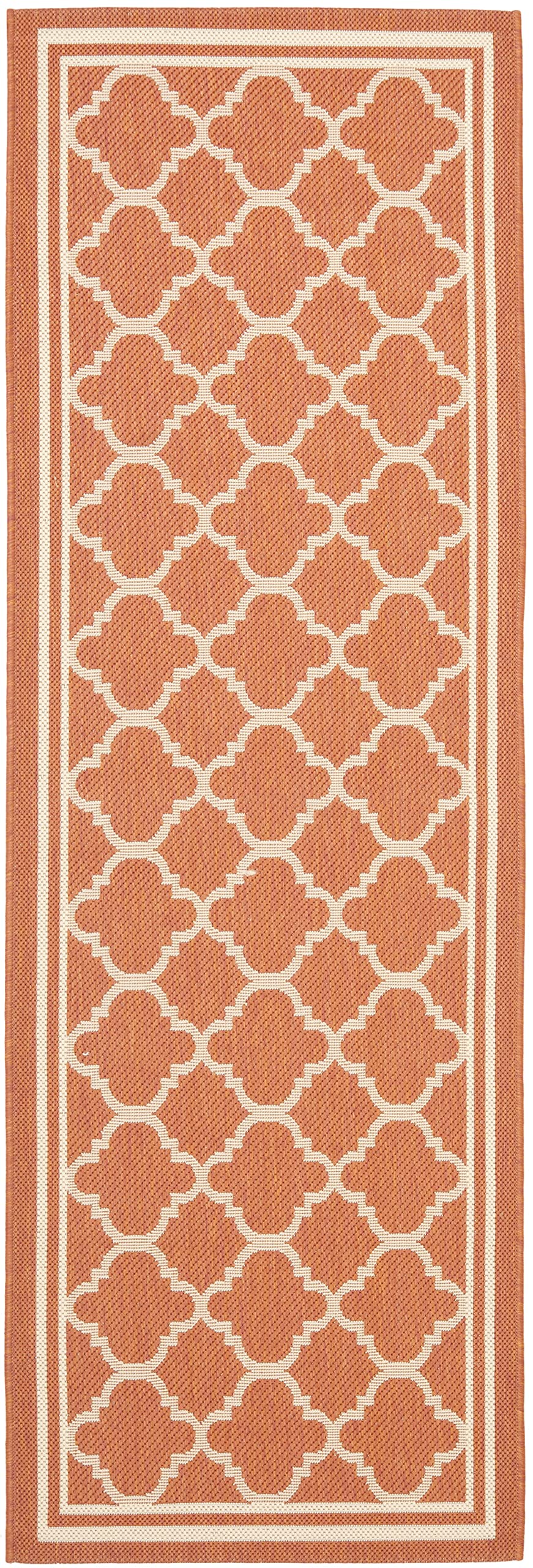 Safavieh Courtyard Collection 2'3' X 12' Terracotta / Bone Cy6918 Trellis Indoor/ Outdoor Waterproof Easy Cleaning Patio Backyard Runner Rug
