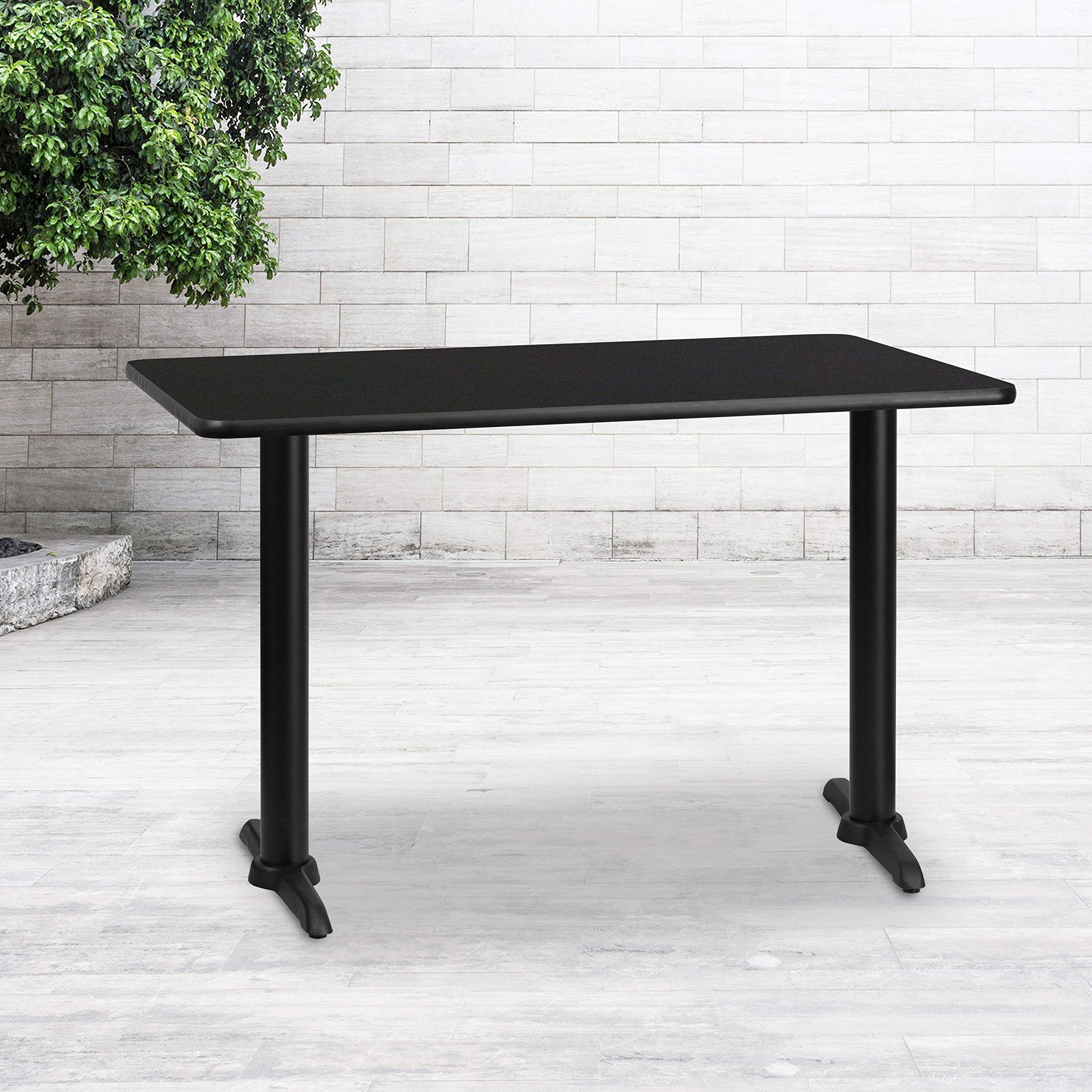 Flash Furniture 30'' X 48'' Rectangular Black Laminate Table Top With 5'' X 22'' Table Height Bases