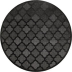 Nourison Easy Care Indoor/Outdoor Charcoal Black 10' X Round Area Rug, Easy Cleaning, Non Shedding, Bed Room, Living Room, Dining Room, Backyard, Deck, Patio (10 Round)