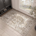 jinchan Area Rug 2x3 Washable Rug Entryway Vintage Rug Kitchen Floor Cover Traditional Rug Thin Rug Taupe Multi Distressed Flora