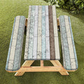 Famibay 3 Piece Picnic Table Covers With Elastic Fitted Picnic Table Cover With Bench Covers Farmhouse Camping Tablecloth Waterproof Picnic Table Covers For Outdoors(Wood Grain,12' X72'+30' X72')