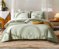 Geniospin Queen Comforter Set, Bed In A Bag Sage Green 7-Pieces, Botanical Pattern, All Season Comfortable Seersucker Bedding Wi