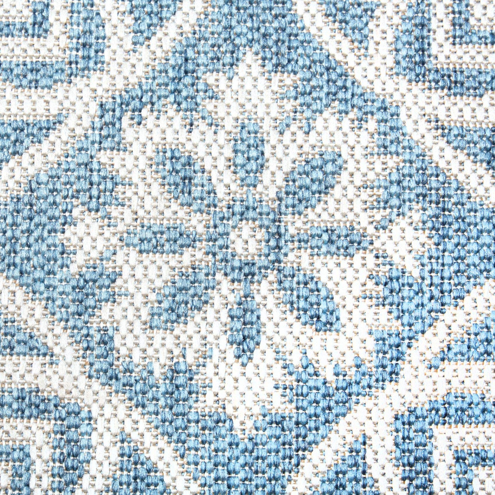 Nicole Miller New York Patio Country Danica Transitional Geometric Indoor/Outdoor Area Rug, Blue/Grey, 3'11'X5'2'