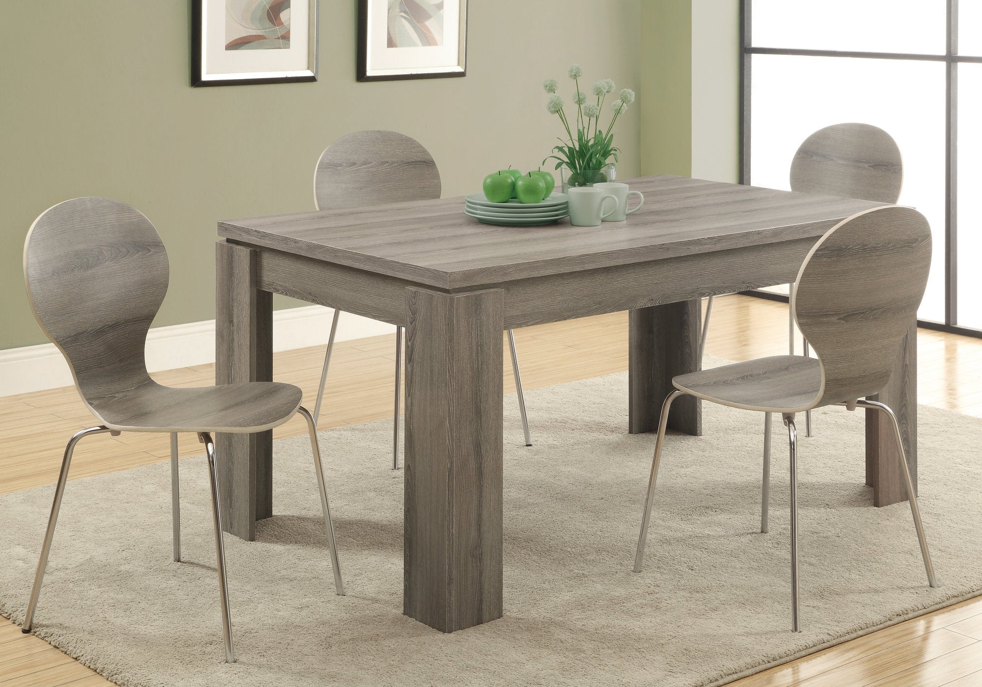 Monarch Specialties , Dining Table, Dark Taupe Reclaimed-Look ,60&quot;L