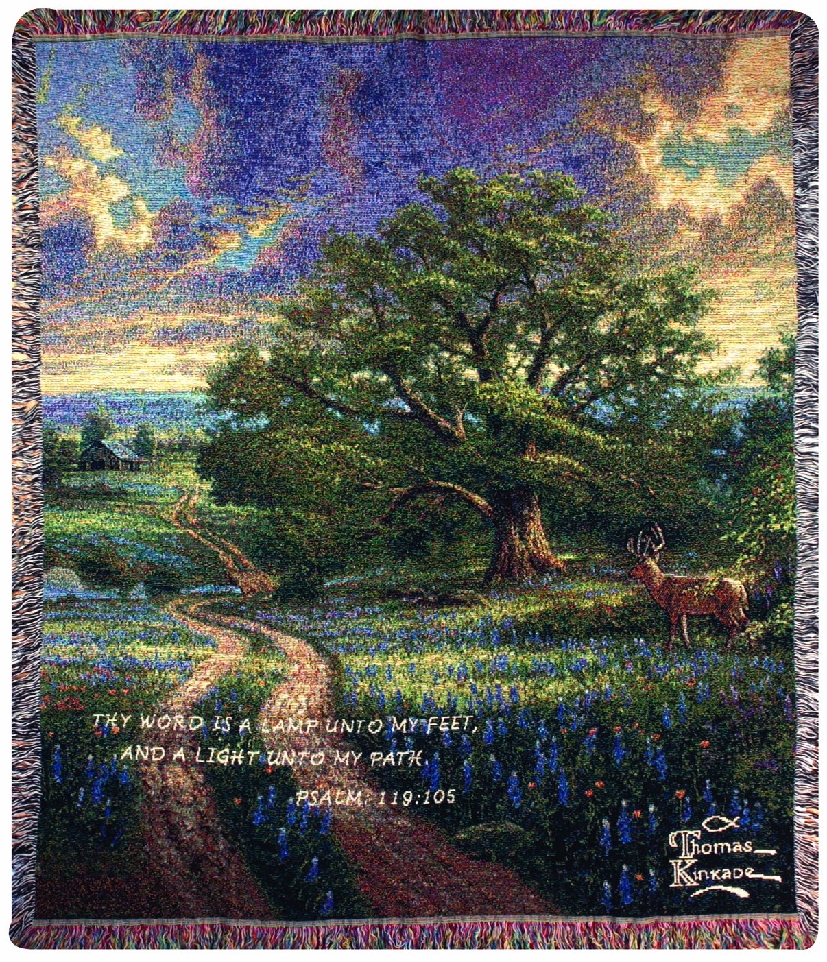 Manual Thomas Kinkade 50 X 60-Inch Tapestry Throw With Verse, Country Living