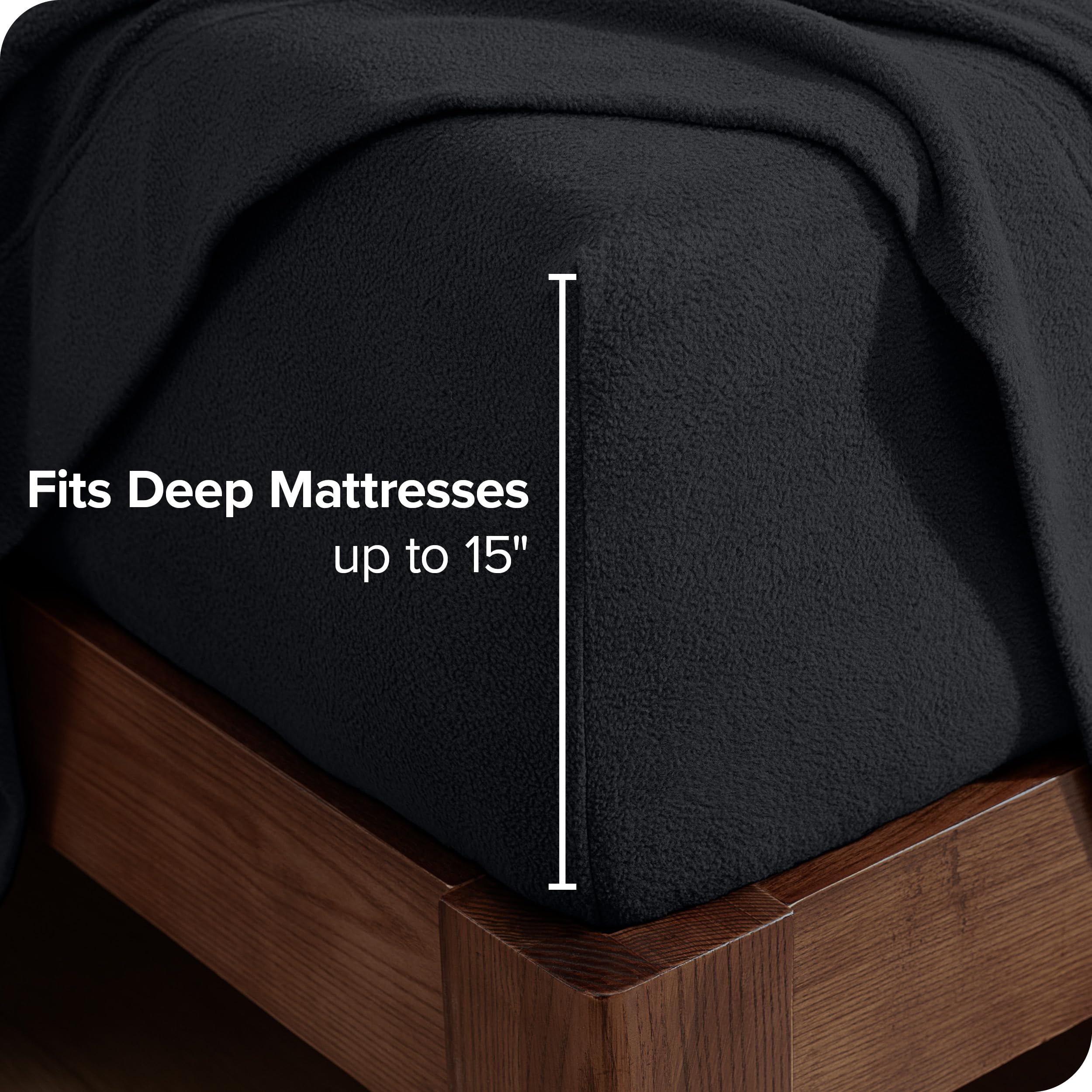 Bare Home Super Soft Fleece Fitted Sheet - Full Size - Extra Plush Polar Fleece - Deep Pocket - All Season Cozy Warmth (Full, Bl