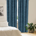 Ambesonne Navy And Teal Window Curtains, Abstract Flourish Nature Inspired Pattern Leaves Blossoms Print, Lightweight Decor 2-Pa