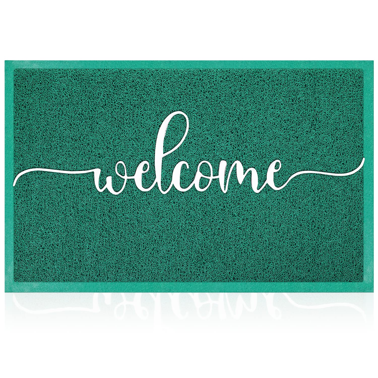 Aazzkang Green Door Mat Outdoor Welcome Mat With Non Slip Rubber Backing Quickly Absorb Mud Easy To Clean Entry Doormat For Indo
