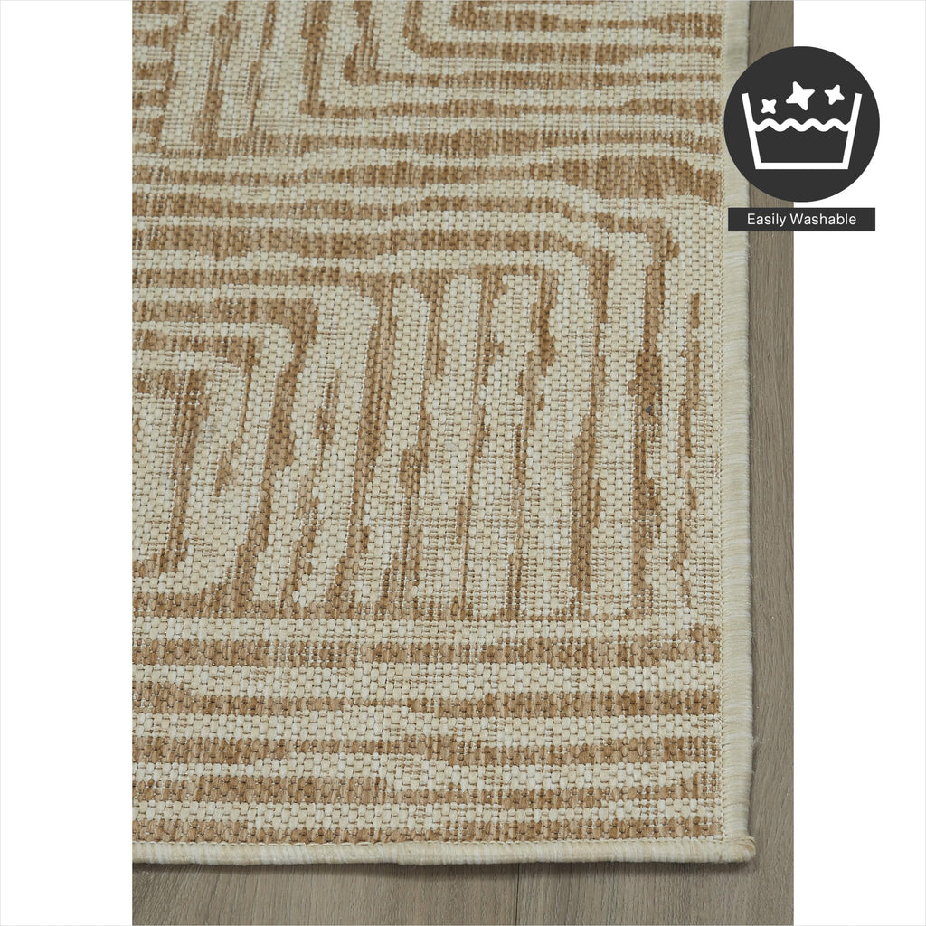 Fh Home Flat Woven Outdoor Rug - Waterproof, Easy To Clean, Stain Resistant - Premium Polypropylene Yarn - Modern Geometric - Pa