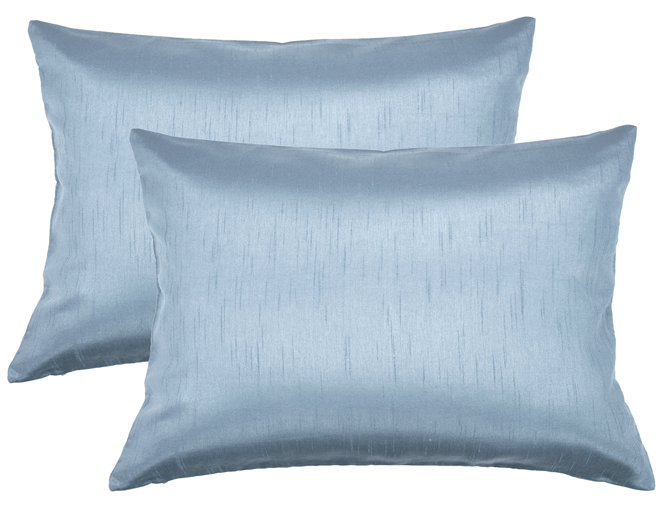 Aiking Home 12X18 Inches Faux Silk Rectangular Throw Pillow Cover, Zipper Closure, Slate (Set Of 2)