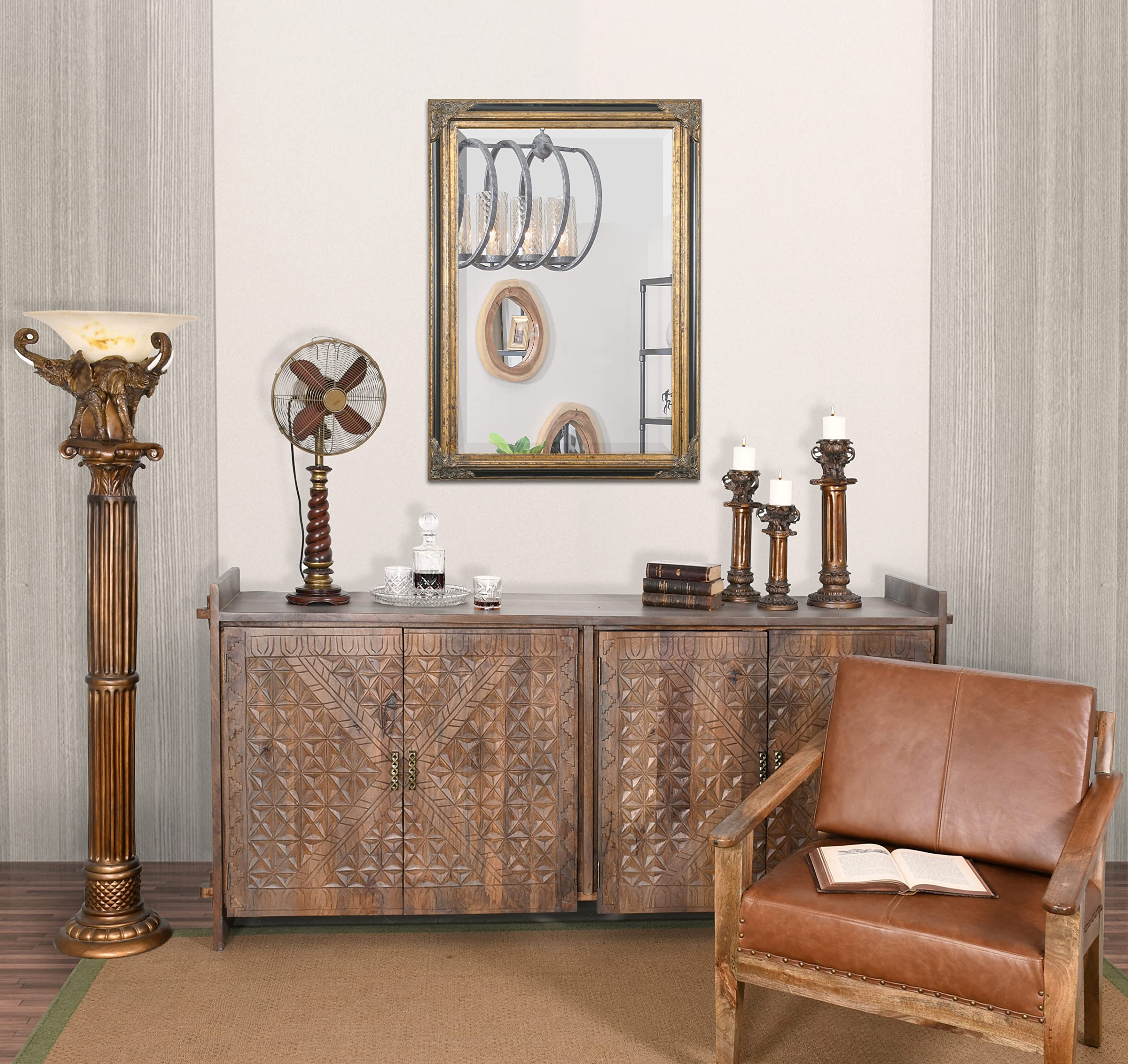 Timeless Reflections By Afd Home 10041463 Timeless Reflections Grand Victorian Mirror, Mini, Antique Gold/Black Finish