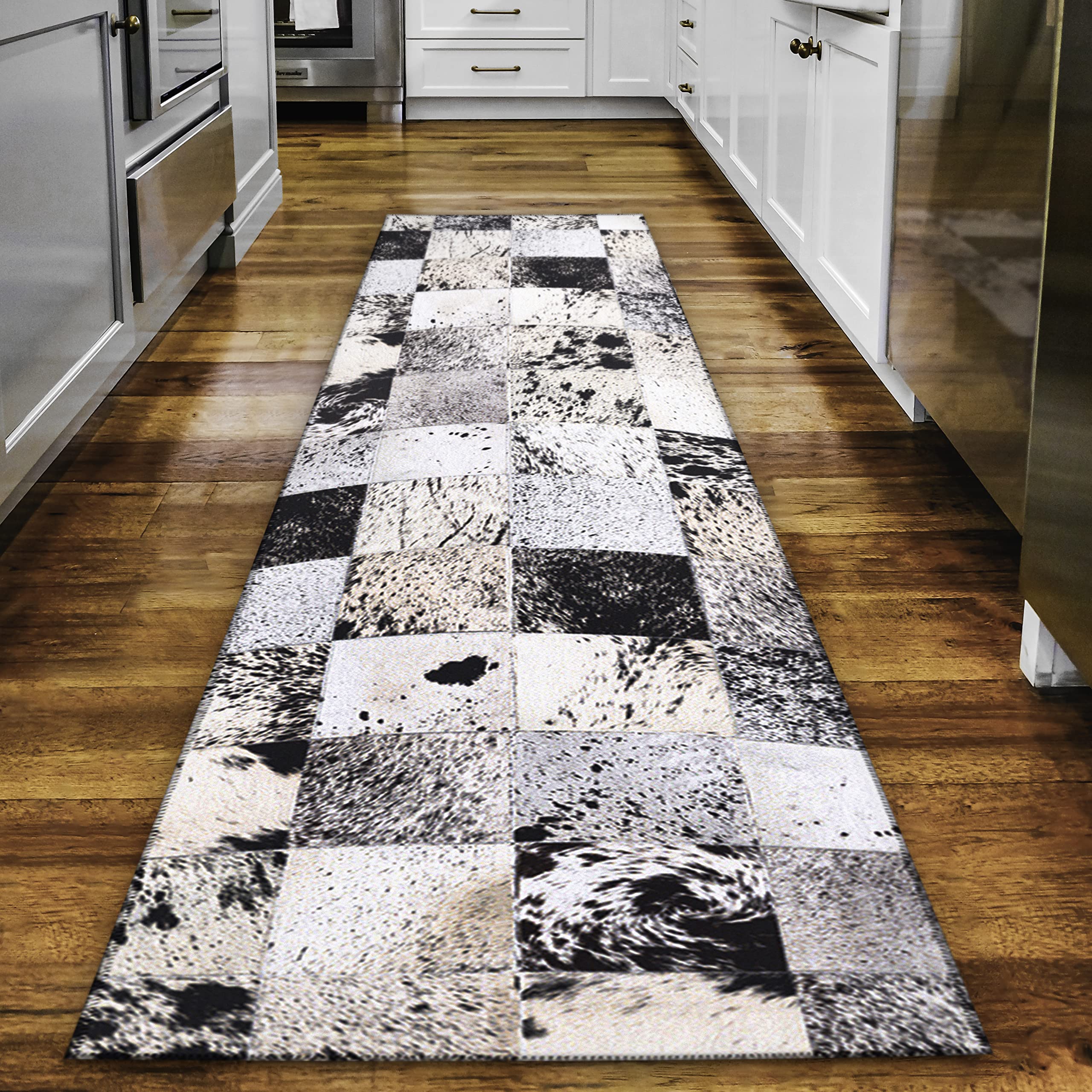 Dalyn Rugs Durango Patchwork Faux Cowhide Ss10 Marble 2'3&quot; X 10' Rug