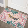 Aldopein Bengal Tiger Rugs, 2x3 Faux Wool Tropical Pink Boho Throw Rugs for Bathroom Kitchen Small Indoor Entryway Rug Modern Vi