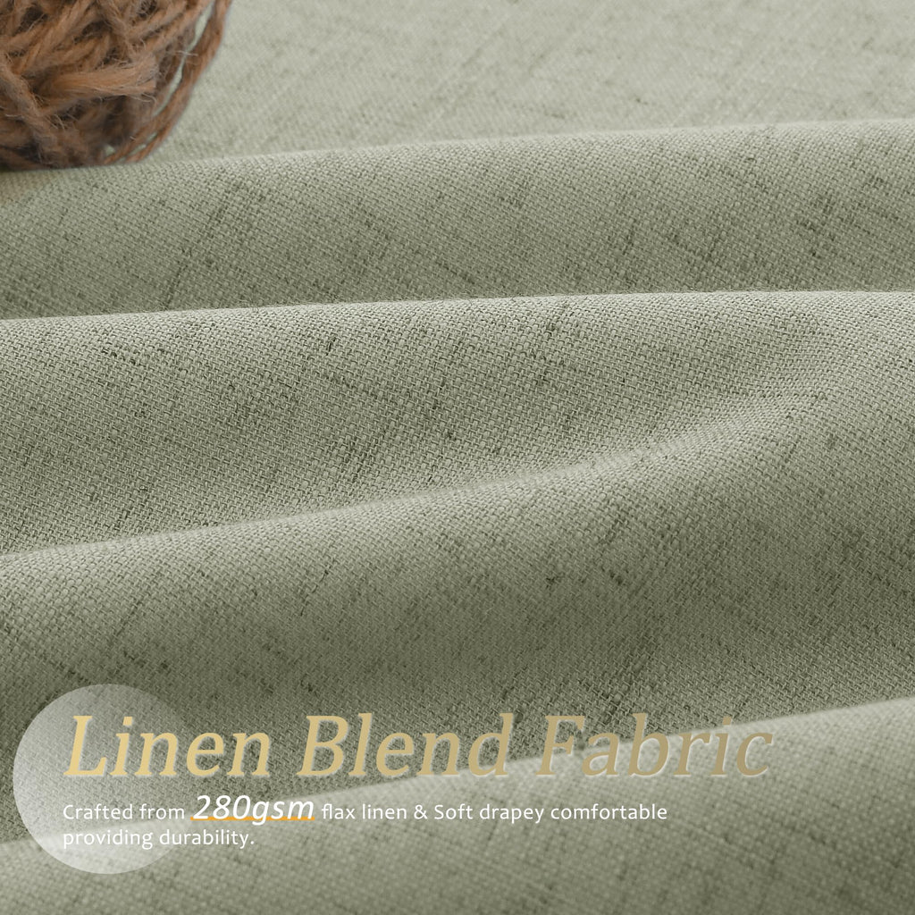 Jowels Sage Green Linen Blackout Curtains 84 Length 2 Panels Set For Living Room Bedroom, 100% Black Out Thermal Insulated Linen