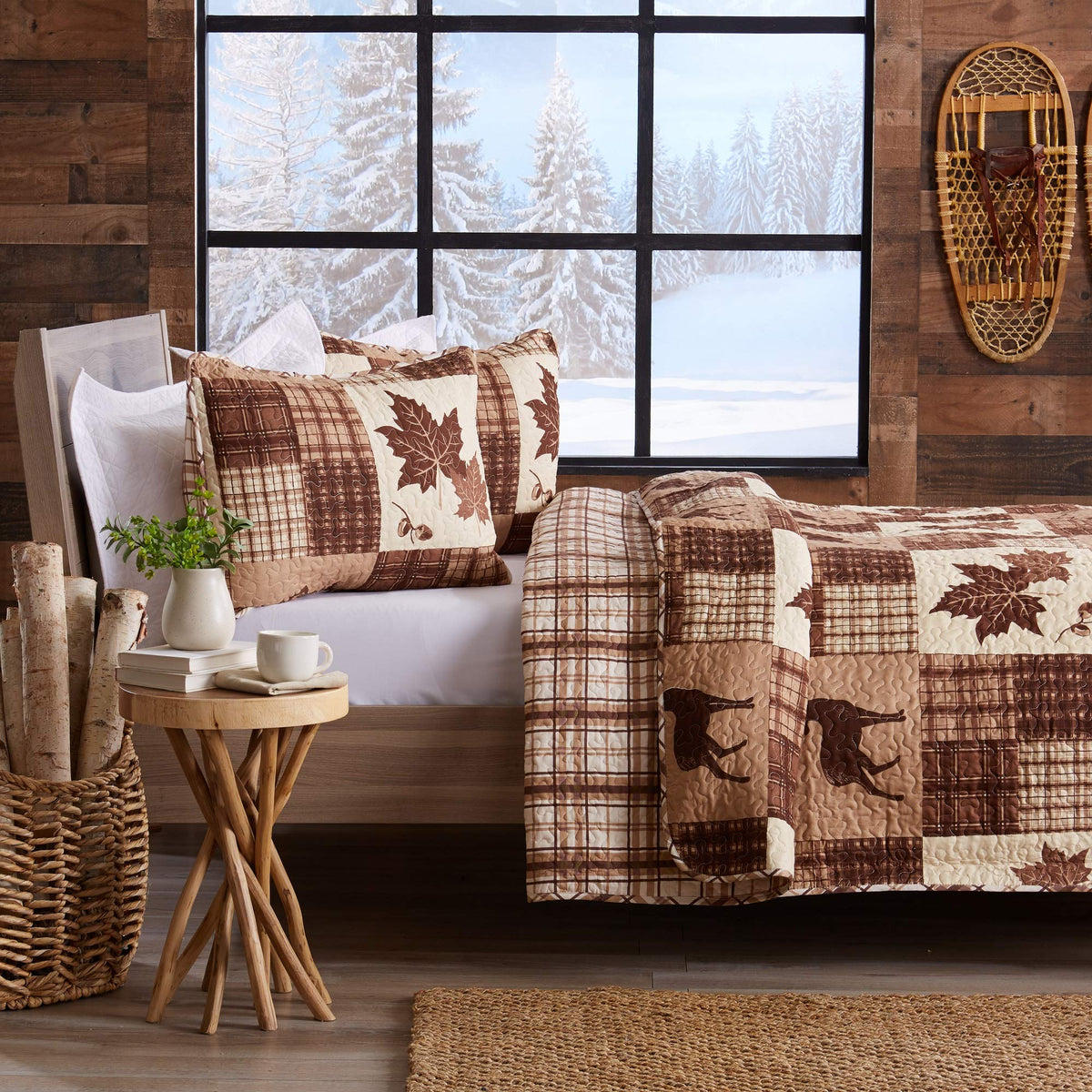 Great Bay Home Lodge Bedspread Twin Size Kid 'S Quilt Set With 1 Sham. Cabin 2-Piece Reversible All Season Quilt Set. Rustic Qui
