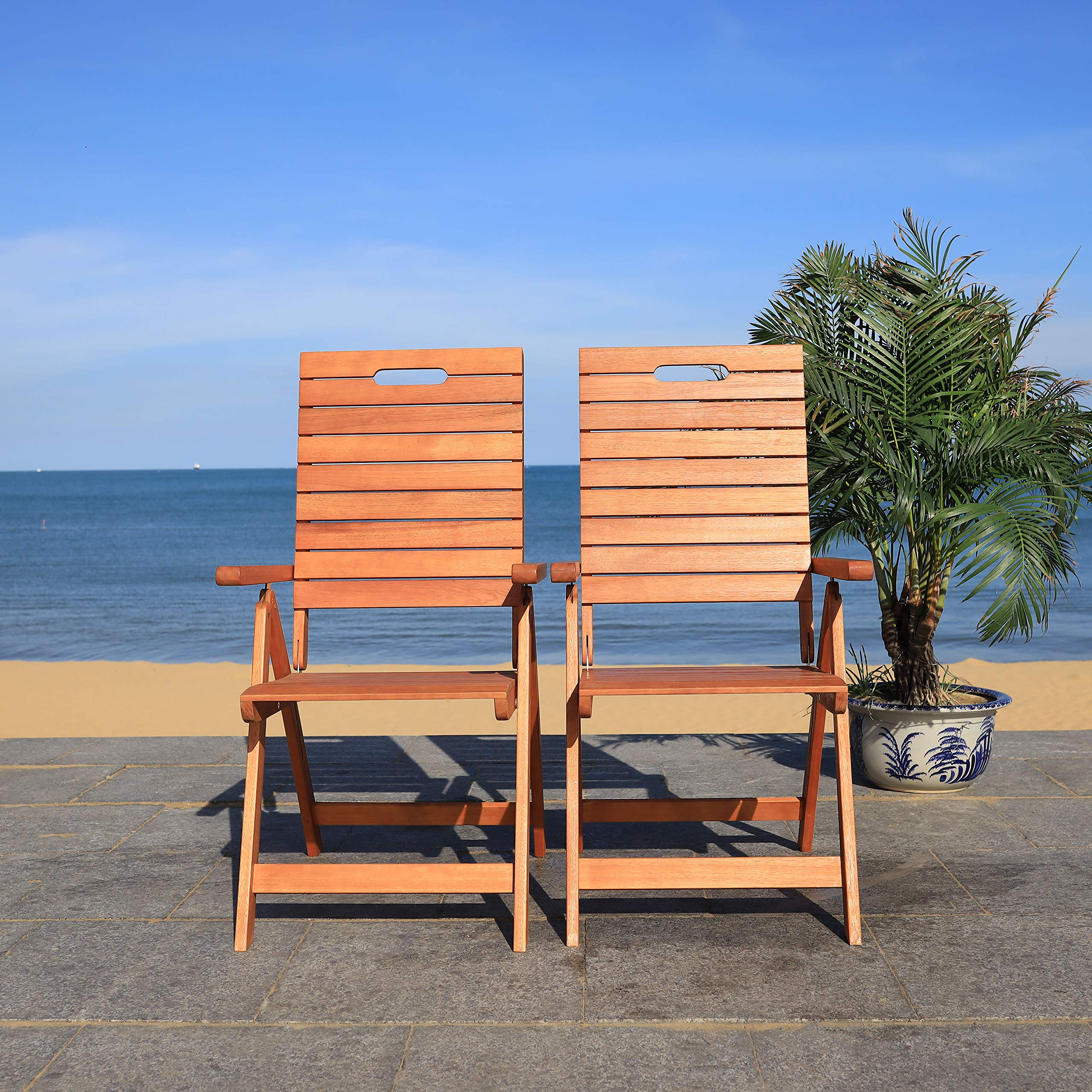 Safavieh Outdoor Collection Rence Natural Brown Folding Chairs (Set Of 2)