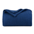 Premium Blue Cotton Waffle Weave King Size Blanket - Soft And Breathable For Year-Round Comfort - Cozy And Stylish Waffle Weave
