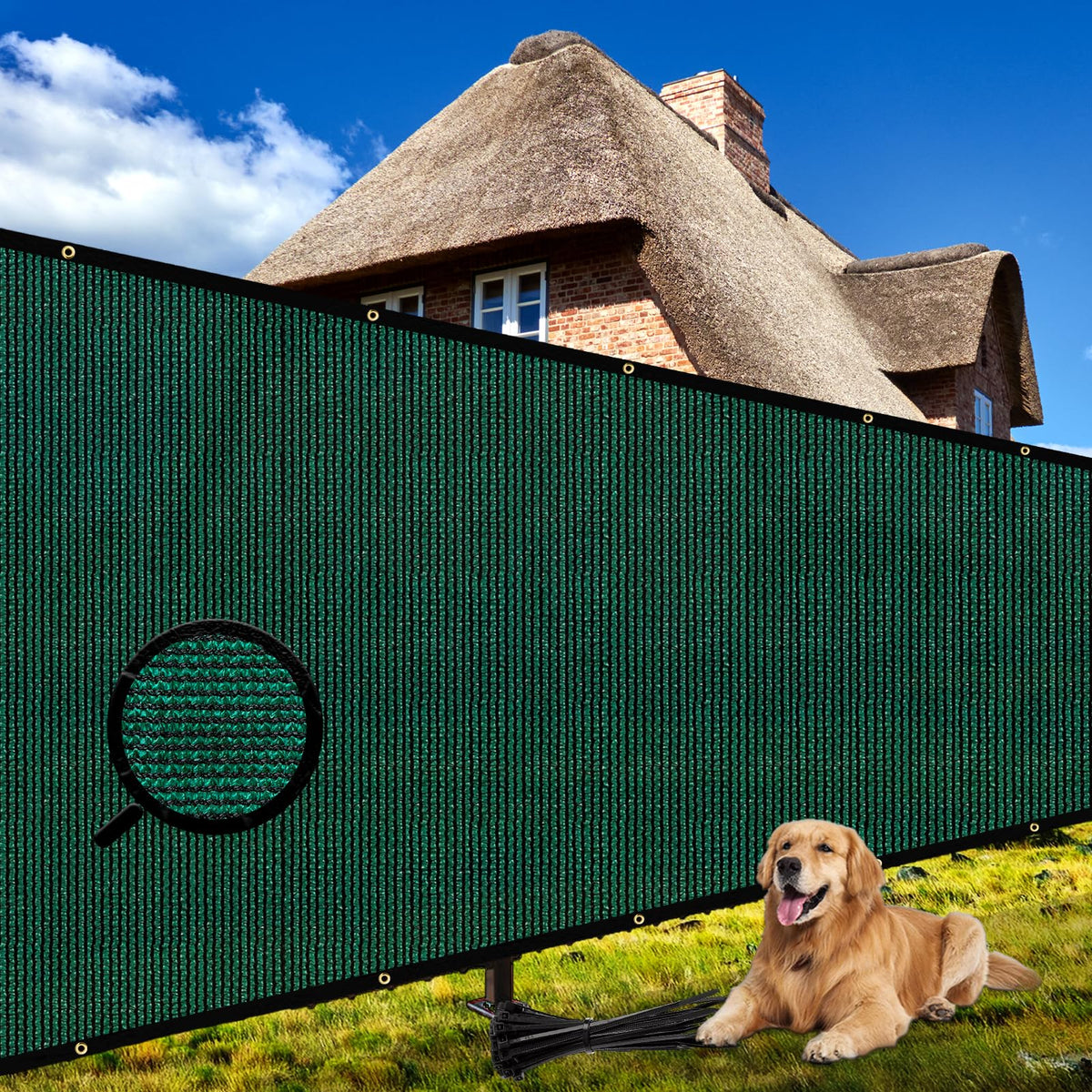 Shade&Beyond 6' X 70' Customized Size Privacy Screen Fence Green 170 Gsm Fencing Mesh Shade Net Cover For Wall Garden Yard Backy