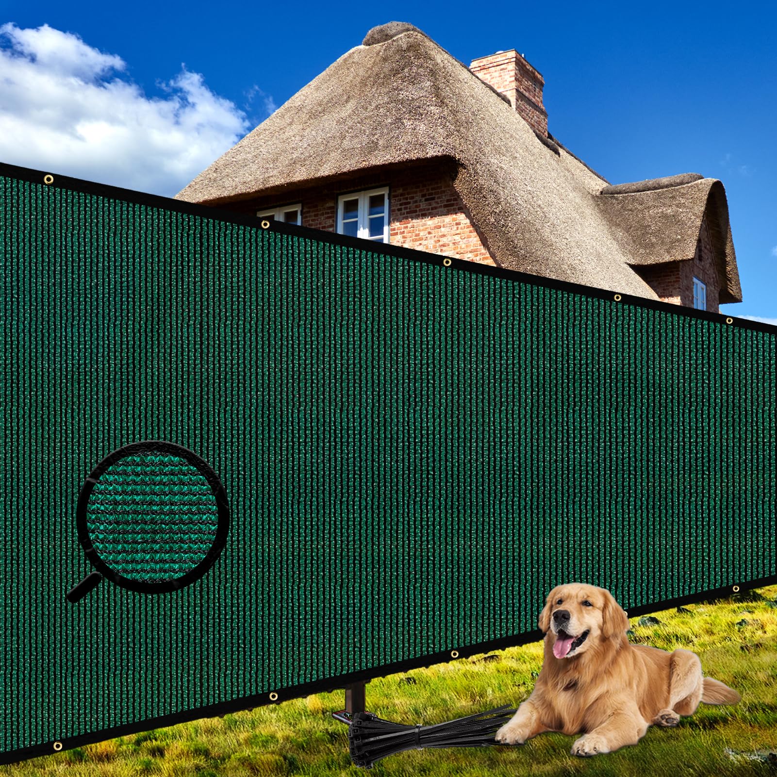 Shade&Beyond 4'X19' Customized Size Privacy Screen Fence Green 170 Gsm Fencing Mesh Shade Net Cover For Wall Garden Yard Backyar