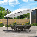Purple Leaf 10 Feet Patio Umbrella Outdoor Cantilever Square Umbrella Aluminum Offset Umbrella With 360-Degree Rotation For Garden Deck Pool Patio, White