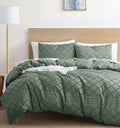 Nestl Boho Bedding King Duvet Cover Set - Boho Duvet Cover King Size, 3 Piece Tufted Green Duvet Cover King With Zipper Closure,