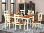 East West Furniture NICO7-WHI-W 7 Piece Room Furniture Set Consist of a Rectangle Kitchen Table with Butterfly Leaf and 6 Dining Chairs, 36x66 Inch