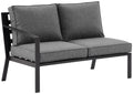 Crosley Furniture Clark Outdoor Sectional Left Side Loveseat, 2-Person Patio Couch For Deck, Backyard, Matte Black With Charcoal Cushions