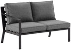 Crosley Furniture Clark Outdoor Sectional Left Side Loveseat, 2-Person Patio Couch For Deck, Backyard, Matte Black With Charcoal Cushions
