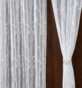 Homefab India Pack of 2 Tissue Curtains Sheer Panel Transparent Net  5 feet, Window, White, Floral