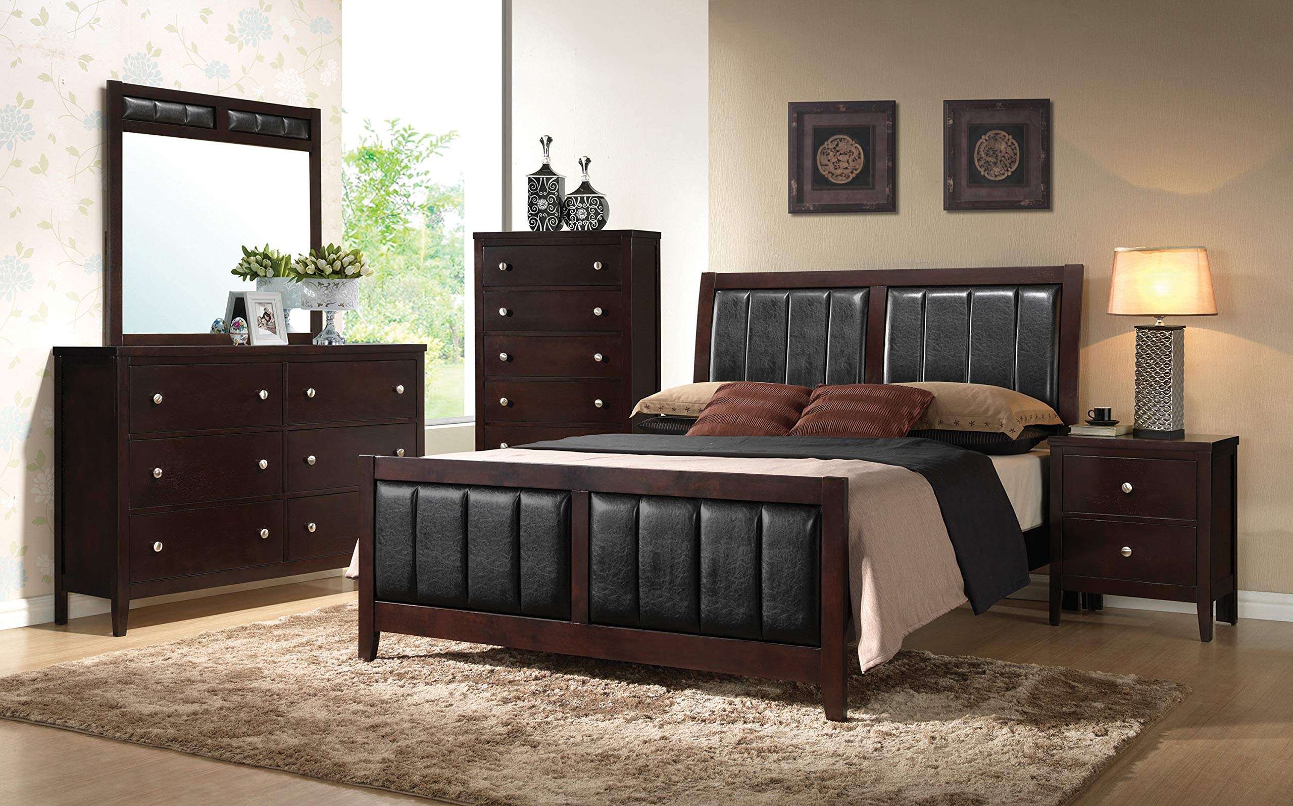 Coaster Home Furnishings Carlton Full Upholstered Panel Bed Cappuccino and Black