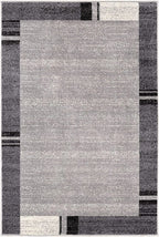 HomeRoots Grey 100% Twisted Polyester 7â€ x 9â€ Gray Modern Bordered Area Rug