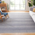 SAFAVIEH Montauk Collection Area Rug - 10 x 14, Ivory & Navy, Handmade Flat Weave Boho Farmhouse Cotton Tassel Fringe, Ideal f